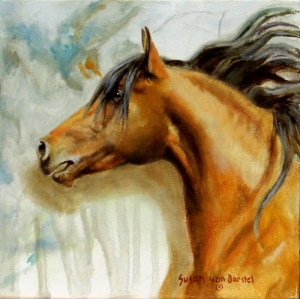 Buckskin Horse, 8" x 8", oil on panel, $250.