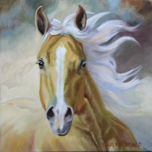 Palomino, 8" x 8", oil on panel, $250